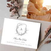 Klassieke Botanische Bloemen Monogram Crest Foto Save The Date