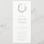 Klassieke  Botanische Crest Sage Groene Bruiloft Menu (Achterkant)