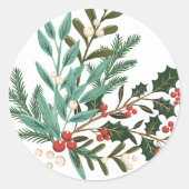 Klassieke botanische elegante kerst ronde sticker (Voorkant)