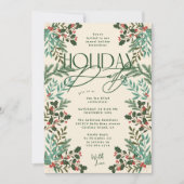 Klassieke Botanische Elegantie Kerstmis Feest Kaart (Voorkant)