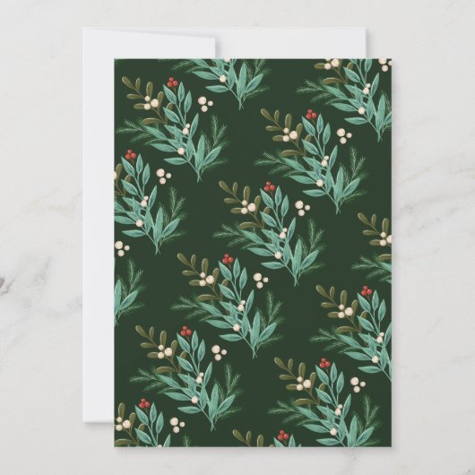 Klassieke Botanische Elegantie Kerstmis Feest Kaart (Achterkant)