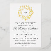 Klassieke botanische Floral Wreath Wedding Folie Uitnodiging (Voorkant)