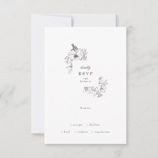 Klassieke botanische Floral Wreath Wedding RSVP Kaartje (Voorkant)