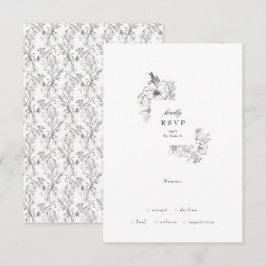 Klassieke botanische Floral Wreath Wedding RSVP Kaartje
