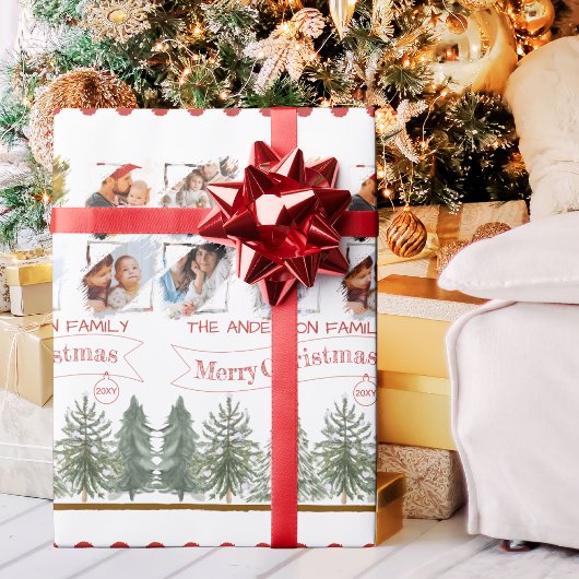 Klassieke Botanische Fotocollage Vrolijk Kerstfees Cadeaupapier