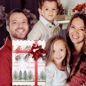 Klassieke Botanische Fotocollage Vrolijk Kerstfees Cadeaupapier