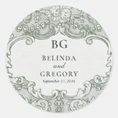 Klassieke Botanische Groene Tuin Bruiloft Thema Ronde Sticker (Voorkant)