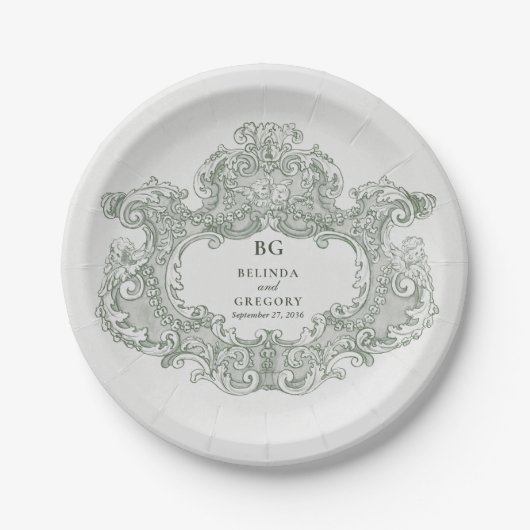 Klassieke Botanische Groene Tuinfeest Bruiloftsthe Papieren Bordje (Voorkant)