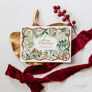 Klassieke botanische kerstkaart met personalisatie