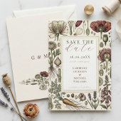 Klassieke botanische kruiden groenten bewaar de da save the date