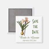 Klassieke botanische kunst roze lelie save the dat magneet (Voorkant / Achterkant)