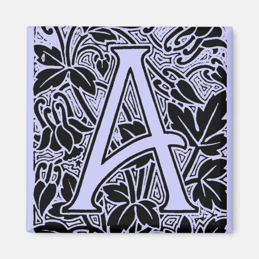 Klassieke Botanische Letter A Monogram Arts & Craf Magneet (Voorkant)