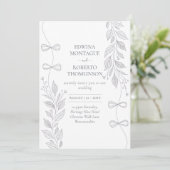 Klassieke botanische lintlijn kunst elegante trouw kaart (Staand voorkant)