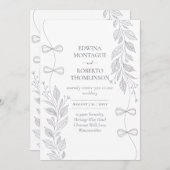 Klassieke botanische lintlijn kunst elegante trouw kaart (Voorkant / Achterkant)