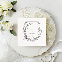Klassieke Botanische Monogram Namen Crest Wedding Servet