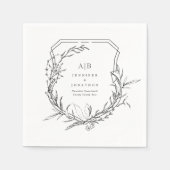 Klassieke Botanische Monogram Namen Crest Wedding Servet (Voorkant)