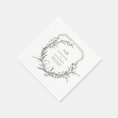 Klassieke Botanische Monogram Namen Crest Wedding Servet (Hoek)
