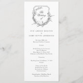 Klassieke botanische monogrammed de bruiloft crest programmakaart (Voorkant)