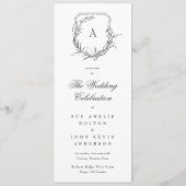 Klassieke botanische monogrammed de bruiloft crest programmakaart (Achterkant)