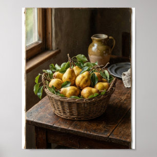 Klassieke botanische peer pruimenboomgaard I Poster