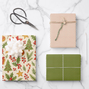 Klassieke Botanische Poinsettia Floral Art Pattern Inpakpapier Vel