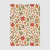 Klassieke Botanische Poinsettia Floral Art Pattern Tissuepapier (Voorkant)