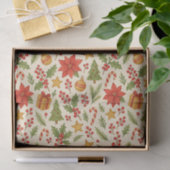 Klassieke Botanische Poinsettia Floral Art Pattern Tissuepapier (Geschenk)