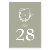 Klassieke Botanische Salie Groene Monogram Crest Kaart (Voorkant)