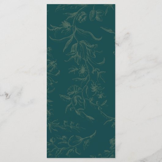 Klassieke BOTANISCHE TEAL GOUD Huwelijk Menu (Achterkant)
