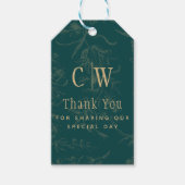 Klassieke BOTANISCHE TEAL GOUD Huwelijksgunst Cadeaulabel (Voorkant)