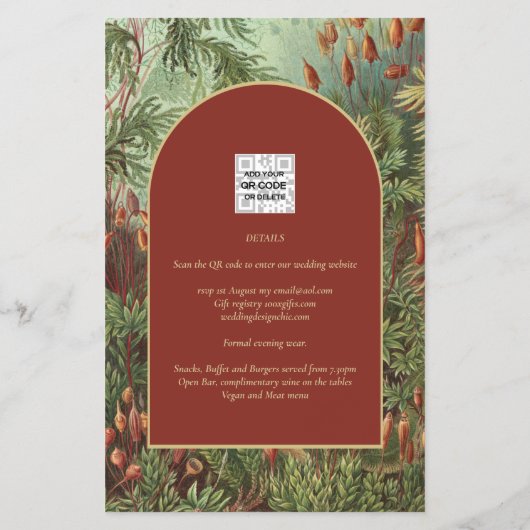 Klassieke Botanische Terracotta Bloemen Boog TROUW Flyer (Achterkant)