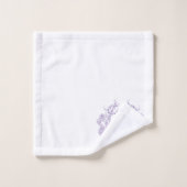 Klassieke Botanische Violet Floral Crest Monogram Bad Handdoek (Wasdoekje)