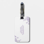 Klassieke Botanische Violet Floral Crest Monogram Bagagelabel (Achterkant verticaal)