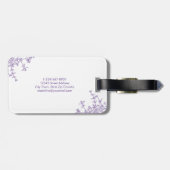 Klassieke Botanische Violet Floral Crest Monogram Bagagelabel (Achterkant horizontaal)