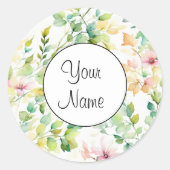 Klassieke botanische waterverf wilde bloemen ronde sticker (Voorkant)