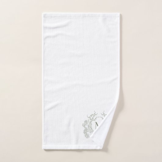 Klassieke Botanische Wijze Groene Bloemen Kam Mono Bad Handdoek (Handdoek)