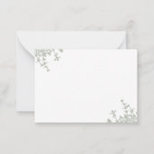 Klassieke Botanische Wijze Groene Bloemen Kam Mono Notitiekaartje (Achterkant)