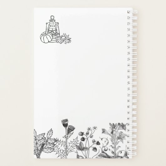 Klassieke Botanische Zwart en Wit Planner (Achterkant)