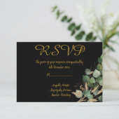 KLASSIEKE BOTANISCHE ZWARTE ALGEMENE RSVP   KAART (Staand voorkant)