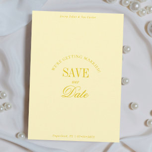 Klassieke Boter Gele Elegante Bewaar de Datum Kaar Save The Date