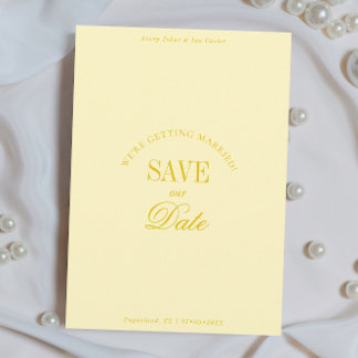 Klassieke Boter Gele Elegante Bewaar de Datum Kaar Save The Date