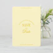 Klassieke Boter Gele Elegante Bewaar de Datum Kaar Save The Date (Staand voorkant)