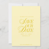 Klassieke Boter Gele Elegante Save the Date Kaart (Voorkant)