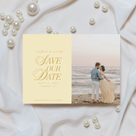 Klassieke Boter Gele Elegante Save the Date Kaart