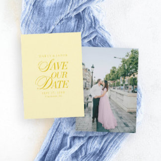 Klassieke Boter Gele Elegante Save the Date Kaart