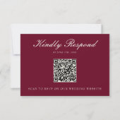 Klassieke Bourgogne Crème Oude Geld QR Code Bruilo RSVP Kaartje (Voorkant)