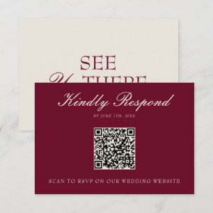 Klassieke Bourgogne Crème Oude Geld QR Code Bruilo RSVP Kaartje