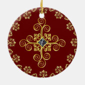 Klassieke Bourgogne en goud Keramisch Ornament (Achterkant)