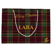 Klassieke Bourgogne en Groene Tartan Plaid Kerstmi Groot Cadeauzakje (Achterkant)