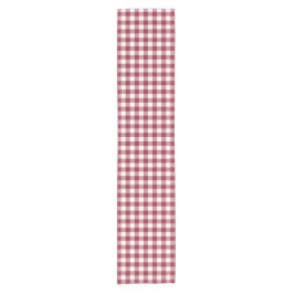 Klassieke Bourgogne en witte Gingham Check Pattern Korte Tafelloper
